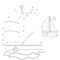 Puzzle Game for kids: numbers game. Cartoon sail ship. Coloring book for children