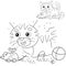 Puzzle Game for kids: numbers game. Cartoon striped kitten. Pets. Coloring book for children