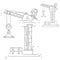 Puzzle Game for kids: numbers game. Elevating crane. Construction vehicles. Coloring book for kids
