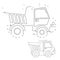 Puzzle Game for kids: numbers game. Lorry or dump truck. Construction vehicles. Coloring book for kids