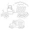 Puzzle Game for kids: numbers game. Lorry or dump truck. Construction vehicles. Coloring book for kids