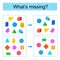 Puzzle game for kids. Task for the development of attention and logic. Find the missing geometric shape