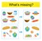 Puzzle game for kids. Task for the development of attention and logic. Find the missing object