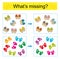 Puzzle game for kids. Task for the development of attention and logic. Find the missing slippers and mittens