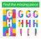 Puzzle game. Task for the development of logic for children. English letters GHI