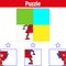 Puzzle game. Visual Educational Game for children. Worksheet for preschool kids. Vector illustration. Robot