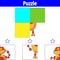 Puzzle game Visual Educational Game for children. Worksheet for preschool kids. Vector illustration. Robot