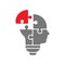 Puzzle head in shape idea lightbulb. Business concept illustration to use in brainstorming, idea, innovation, teamwork