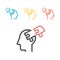 Puzzle heads silhouettes symbolizing Psychology, psychological problems. Line icons. Vector sign for web graphics