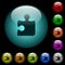 Puzzle icons in color illuminated glass buttons