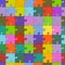 Puzzle Jigsaw Random Colorful Seamless Vector Background