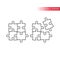 Puzzle, jigsaw tiling four puzzle pieces thin line vector icon.