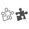 Puzzle line and glyph icon. Jigsaw vector illustration isolated on white. Solution outline style design, designed for