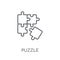 Puzzle linear icon. Modern outline Puzzle logo concept on white