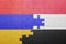 puzzle with the national flag of armenia and yemen