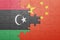 Puzzle with the national flag of china and libya