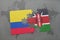 puzzle with the national flag of colombia and kenya on a world map