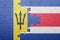 Puzzle with the national flag of costa rica and barbados