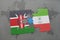 puzzle with the national flag of kenya and equatorial guinea on a world map