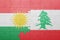 Puzzle with the national flag of lebanon and kurdistan