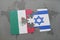 puzzle with the national flag of mexico and israel on a world map background.