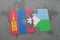 puzzle with the national flag of mongolia and djibouti on a world map