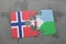 puzzle with the national flag of norway and djibouti on a world map