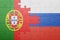 Puzzle with the national flag of portugal and russia