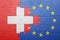 Puzzle with the national flag of switzerland and european union