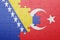 Puzzle with the national flag of turkey and bosnia and herzegovina