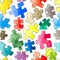 Puzzle pattern seamless background. Pieces of puzzle. Watercolor