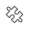 Puzzle Piece Line Icon. Jigsaw Part Linear Pictogram. Leisure Toy, Strategic Game Outline Sign. Match Combination