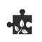 Puzzle piece with plant sprout. eco solutions icon. eco friendly, ecology and environment symbol