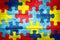 Puzzle Pieces in Autism Awareness Colors Background Illustration