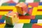 Puzzle rubber on colorful background
