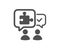 Puzzle simple icon. Jigsaw piece with chat bubbles sign. Vector