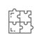 Puzzle, simple solutions, compatibility, solving problem line icon.