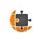 Puzzle Technology Logo vector in grey orange color