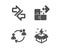 Puzzle, User communication and Synchronize icons. Creative idea sign. Vector