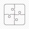 Puzzle vector icon of four pieces. Jigsaw game icon