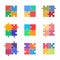 Puzzle vector icon set, jigsaw colorful pieces