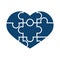 Puzzles shaped heart help support silhouette icon