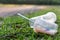 PVC cups litter on public park pose danger to environment