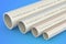 PVC pipes, composite pipe, uPVC pipe, cPVC pipe on blue background, 3D rendering