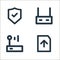 px network and communication line icons. linear set. quality vector line set such as file upload, router, router