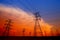 Pylon, high-voltage tower sky background