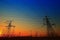 Pylon, high-voltage tower sky background