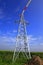 Pylon, high-voltage tower sky background