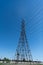 pylon producing energy. voltage transmission on electric tower. high-voltage.