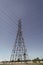 pylon producing energy. voltage transmission on electric tower. high-voltage.